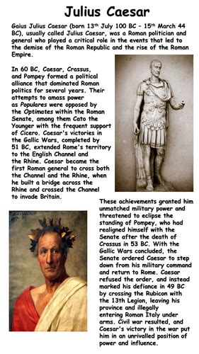 Julius Caesar Fact File Teaching Resources