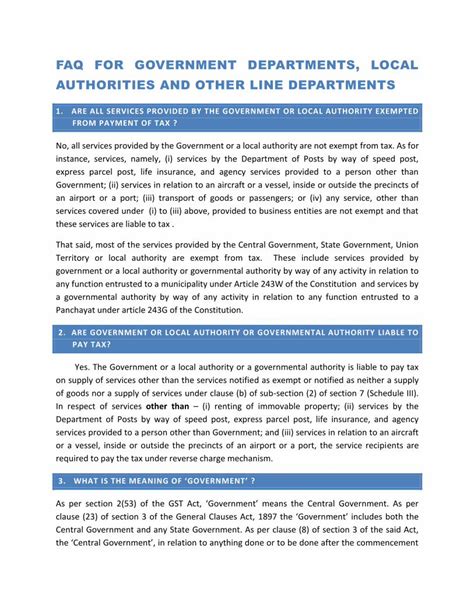 Pdf Faq For Government Departments Local Authorities · Examples Of