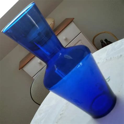 WUNDERSCHÖNE MUNDGEBLASENE GLAS Vase Kobaldblau aus dem Art Deco EUR 35