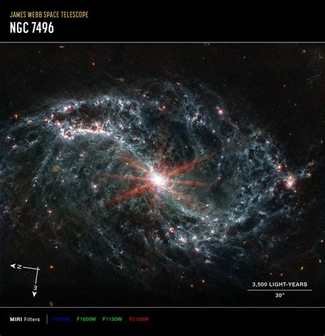 NGC 7496 MIRI Image Annotated ESA Webb