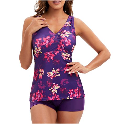 Tponi Sexy Swimsuit For Women Two Piece Sets Elastic Purple Halter