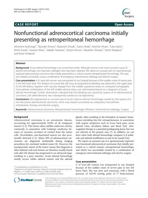 PDF Nonfunctional Adrenocortical Carcinoma Initially Presenting As