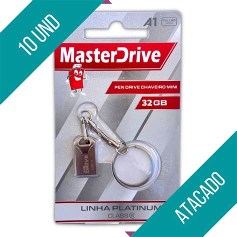 Kit 10 Mini Pendrive 32GB ATACADO Tipo Chaveiro Linha Platinum