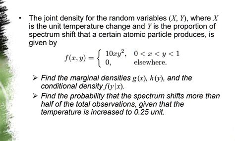 The Joint Density For The Random Variables X Y Where X Is The Unit