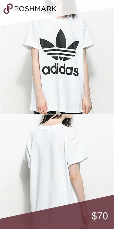 Adidas Trefoil White And Black Oversized T Shirt Adidas Trefoil Adidas