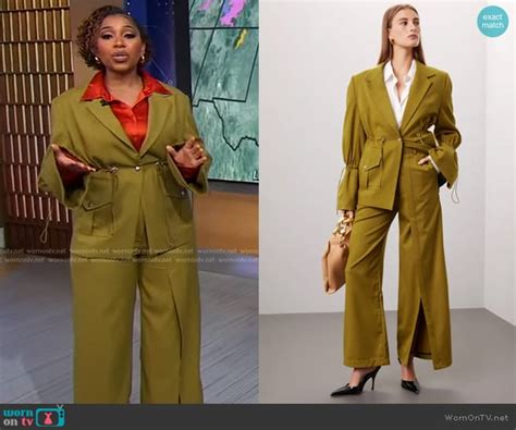 Wornontv Somara Theodores Yellow Drawstring Blazer And Slit Pants On Good Morning America