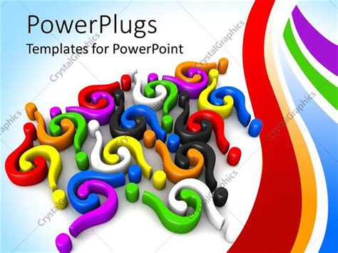 Powerpoint Template 3d Colorful Question Marks And Colored Waving