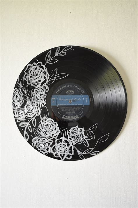 Disque Floral Peint à La Main De Vinyle Etsy