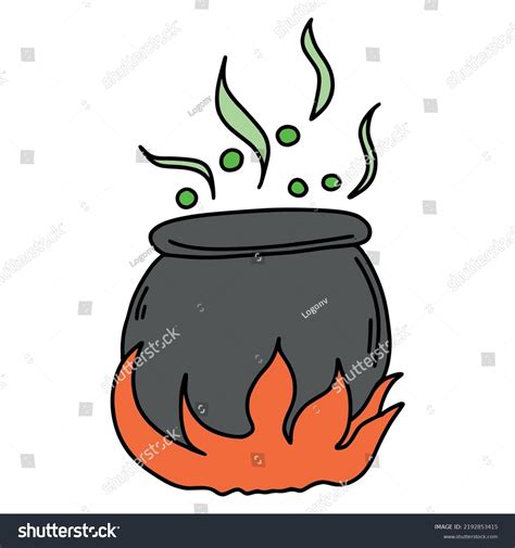 Doodle Cartoon Boiling Pot Vector Illustration Stock Vector Royalty