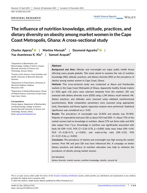 Pdf The Influence Of Nutrition Knowledge Attitude Practices And