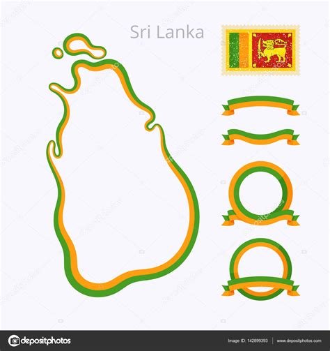 Sri Lanka Outline Map And Ribbons Stock Vector By ©tindo 142899393