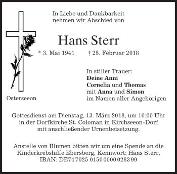 Traueranzeigen Von Hans Sterr Trauer Merkur De