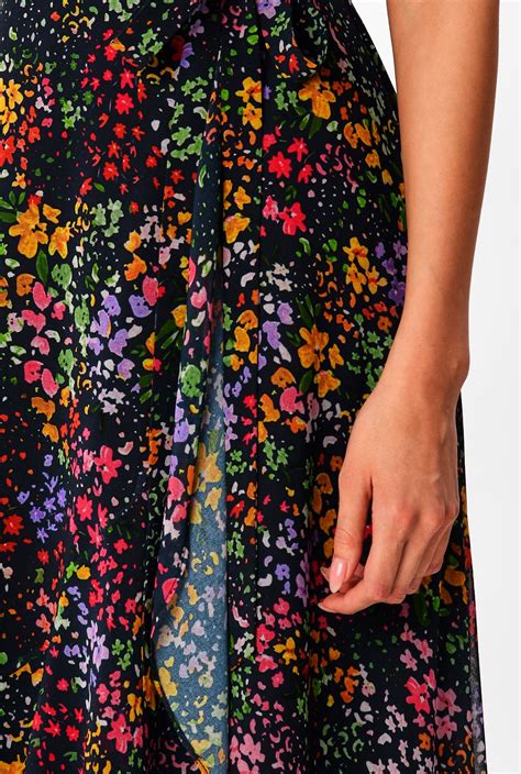 Shop Floral Print Georgette Wrap Dress Eshakti