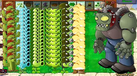 PVZ HACK Snow Pea Repeater Gatling Pea Cactus And Split Pea Vs Giga