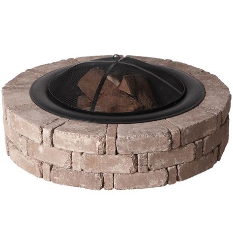 Pavestone RumbleStone 46 in. x 10.5 in. Round Concrete Fire Pit Kit No ...