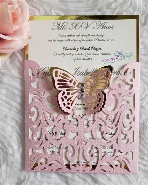 Beautiful Butterfly Etsy Butterfly Invitations Quince Invitations