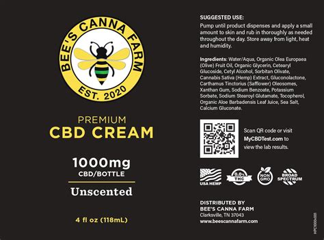 Cbd Cream 1000mg Bee S Canna Farm