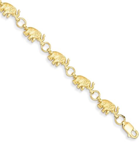 14k Solid Gold Elephant Bracelet 1000a Jewelry