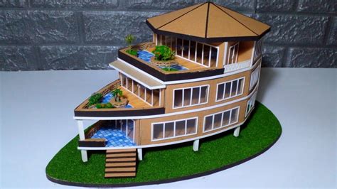 Diy Miniatur Rumah Dari Kardus Rumah Villa Cabin Segitiga Artofit