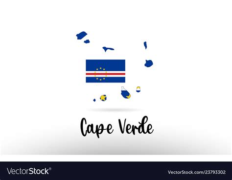 Cape Verde Country Flag Inside Map Contour Design Vector Image