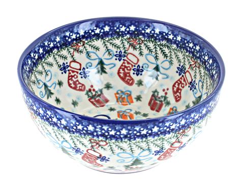 Blue Rose Polish Pottery Christmas Bounty Cereal Soup Bowl Walmart