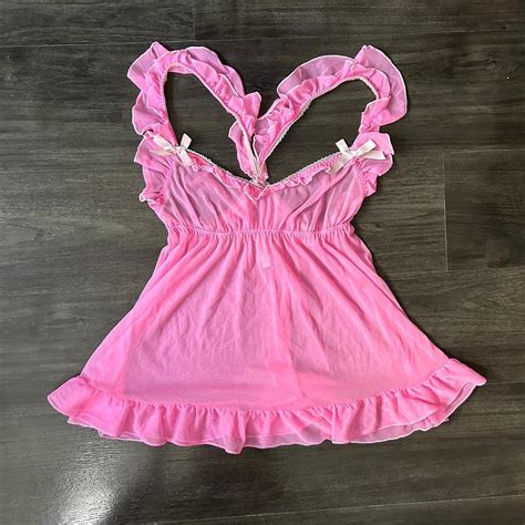 Pink Victoria S Secret Babydoll Mesh Lingerie Top Depop