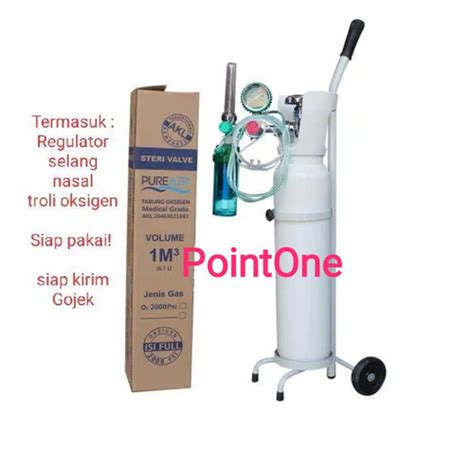 Jual Tabung Oksigen 1m3 Set Lengkap Tabung Troli Regulator Selang