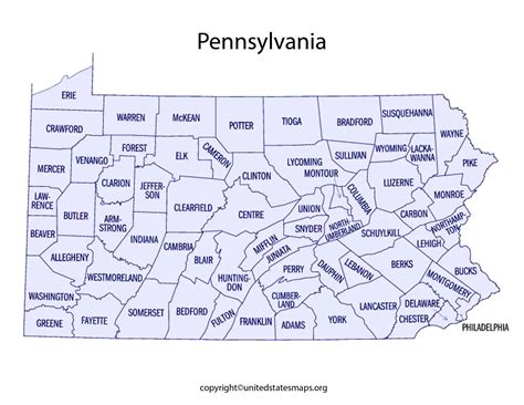 Pennsylvania County Map | Map of Pennsylvania Counties