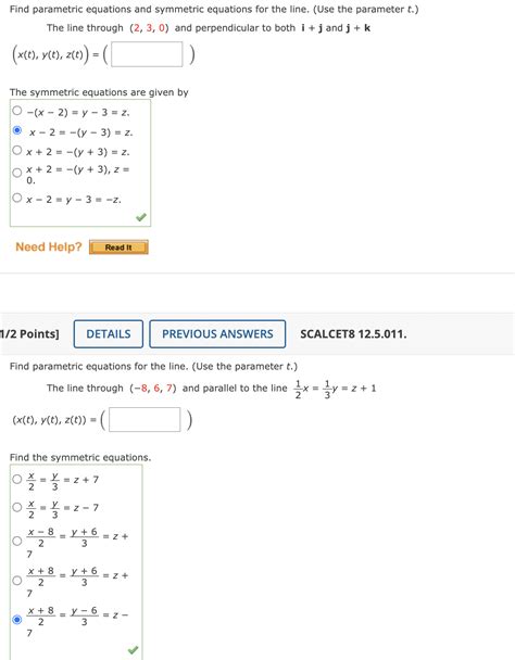 Solved Find Parametric Equations And Symmetric Equations For Chegg