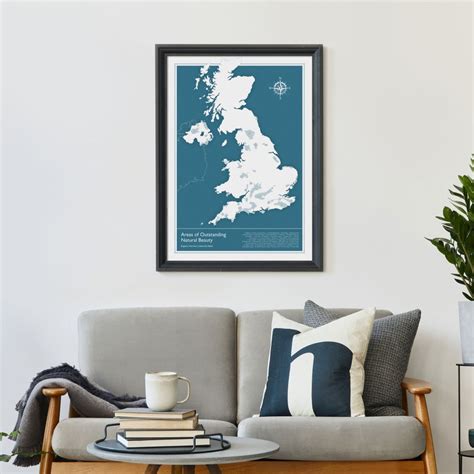 Areas Of Outstanding Natural Beauty Map Art Print Giclee Print Uk