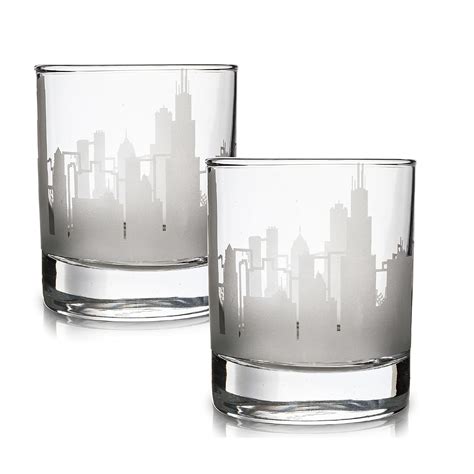 Greenline Goods Skyline Etched New York City Whiskey Glasses T Set