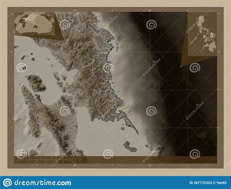 Eastern Samar Philippines Sepia Major Cities Stock Illustration