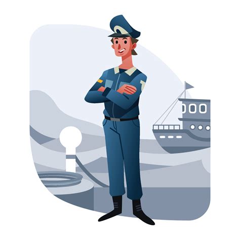 A Coast Guard Is Guarding A Ship In A Port 8377207 Vector Art At Vecteezy