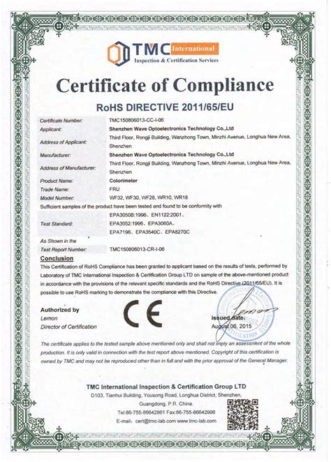 Rohs Compliance Certificate Template