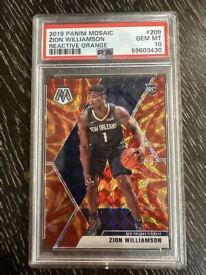 Panini Mosaic Reactive Orange Zion Williamson Rc Psa