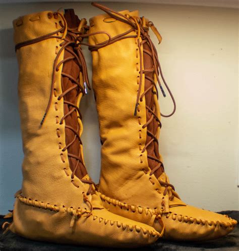 Handmade Leather Moccasin Boots Elkskin Buckskin Hunting Etsy