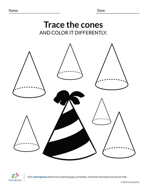 Cone Tracing And Coloring Exercise Coloring Pages