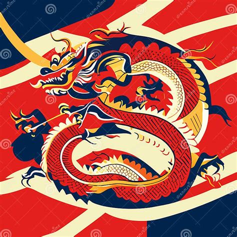 Chinese Dragon on the Flag of the United Kingdom. Vector Illustration Stock Vector ...