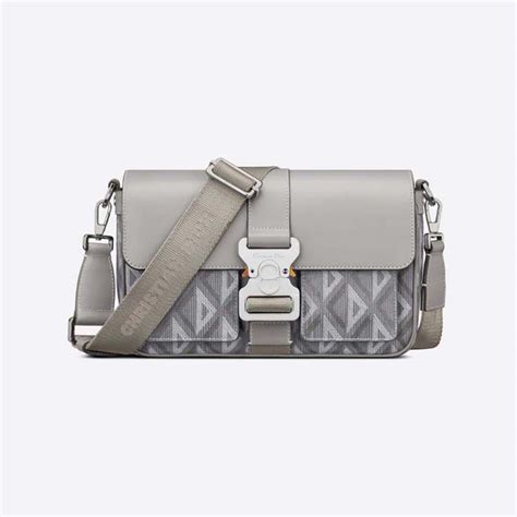 Dior Men Hit The Road Bag With Strap Dior Gray Cd Diamond Canvas And Smooth Calfskin