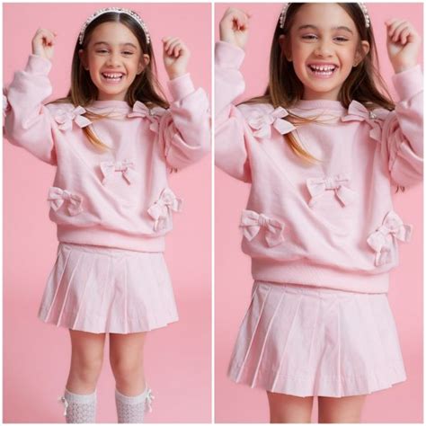 Conjunto Infantil Feminino Pituchinhus Rosa Claro Moletom Multilaços