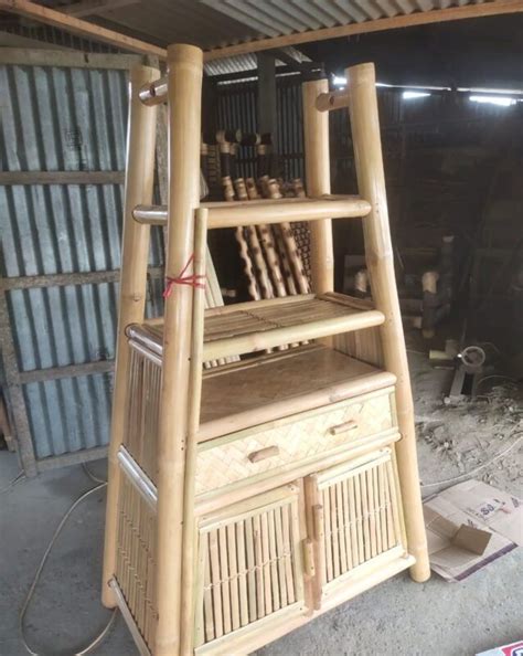 Bamboo Showpiece Stand Storage Cabinet Ethica Online