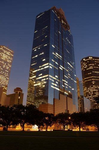 Skyscraper At Night In Downtown Houston Texas