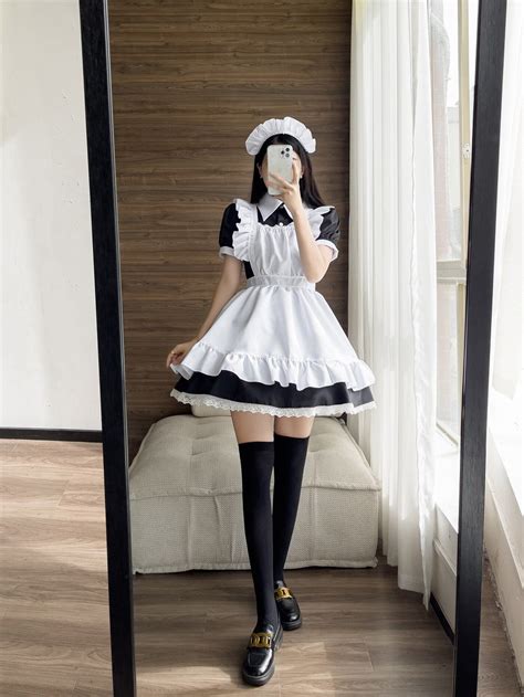 Black White Kawaii Lolita Maid Cosplay Women S Dress NEW Ropa De