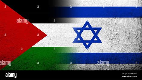 Flag of Palestine with Israel national flag. Grunge background Stock ...