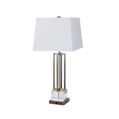 Fangio Lighting 30 In Crystal And Antique Brass Metal Table Lamp With