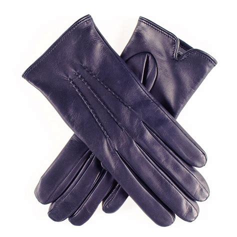 Women S Navy Cashmere Lined Leather Gloves Uk