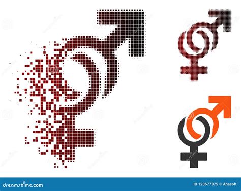 Sparkle Pixel Halftone Sex Connection Symbol Icon Stock Vector