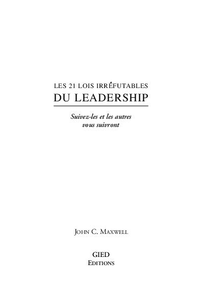 Les Lois Du Leadership Pdfcoffee