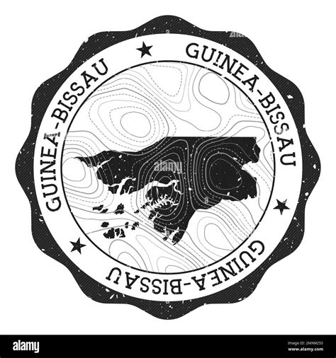 Guinea Bissau Outdoor Stamp Round Sticker With Map Of Country With