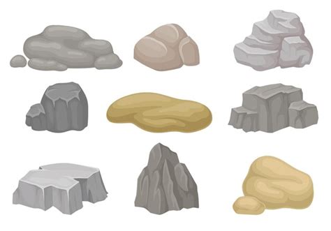 Premium Vector Set Of Stones And Rocks Of Different Shapes And Sizes